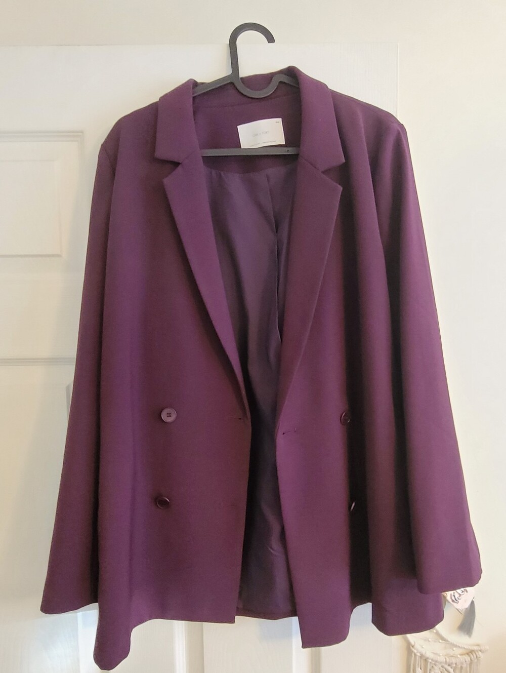 OAK + FORT Deep Plum Long Blazer